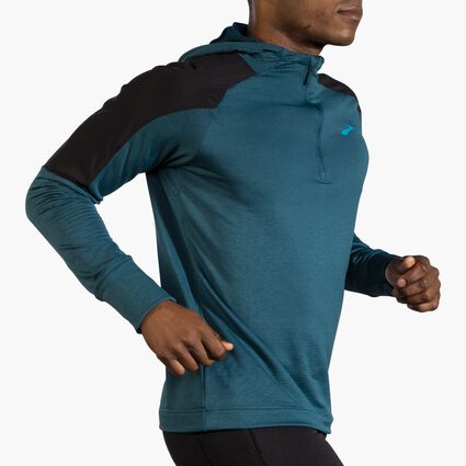 Movement angle (treadmill) view of Brooks Notch Thermal Hoodie for men