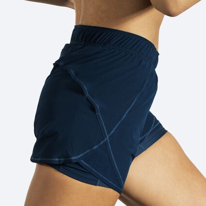 Womens Running Shorts with Liner 2 in 1 Athletic Shorts with Pockets  Activewear, Navy Blue-XL
