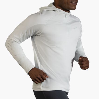 Movement angle (treadmill) view of Brooks Notch Thermal Hoodie for men