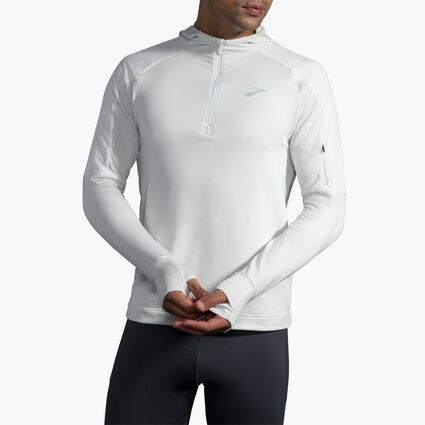 Model angle (relaxed) view of Brooks Notch Thermal Hoodie for men
