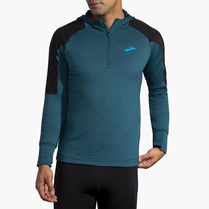 Model angle (relaxed) view of Brooks Notch Thermal Hoodie for men