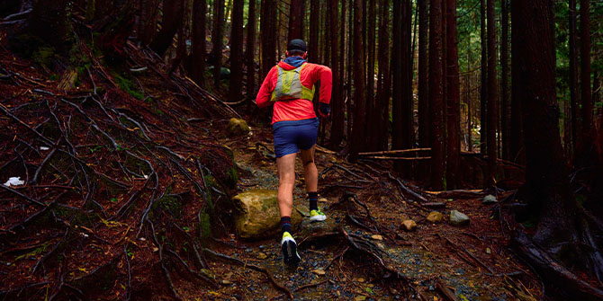 JP running in the forest