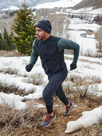 A man running in the mountains