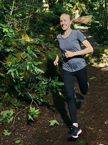 Ladia on a run in the forest