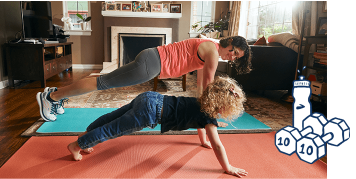 A woman holding a plank 