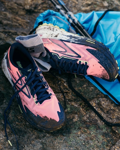 Product shot of womens Cascadia trail running shoes