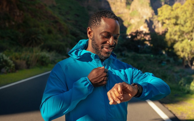 Runner checking his watch