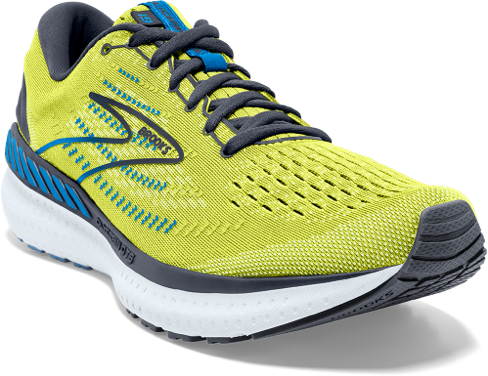 A yellow Brooks shoe