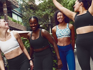 Medium shot of a woman  wearing Brooks Sports Bra