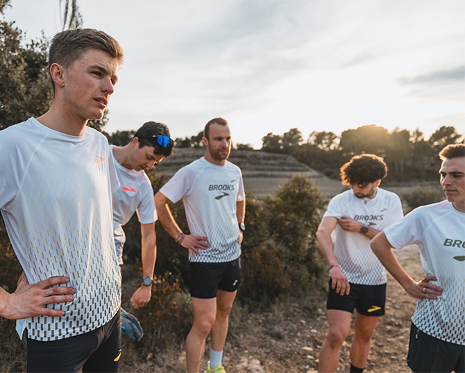 Brooks trail athletes wearing trail gear