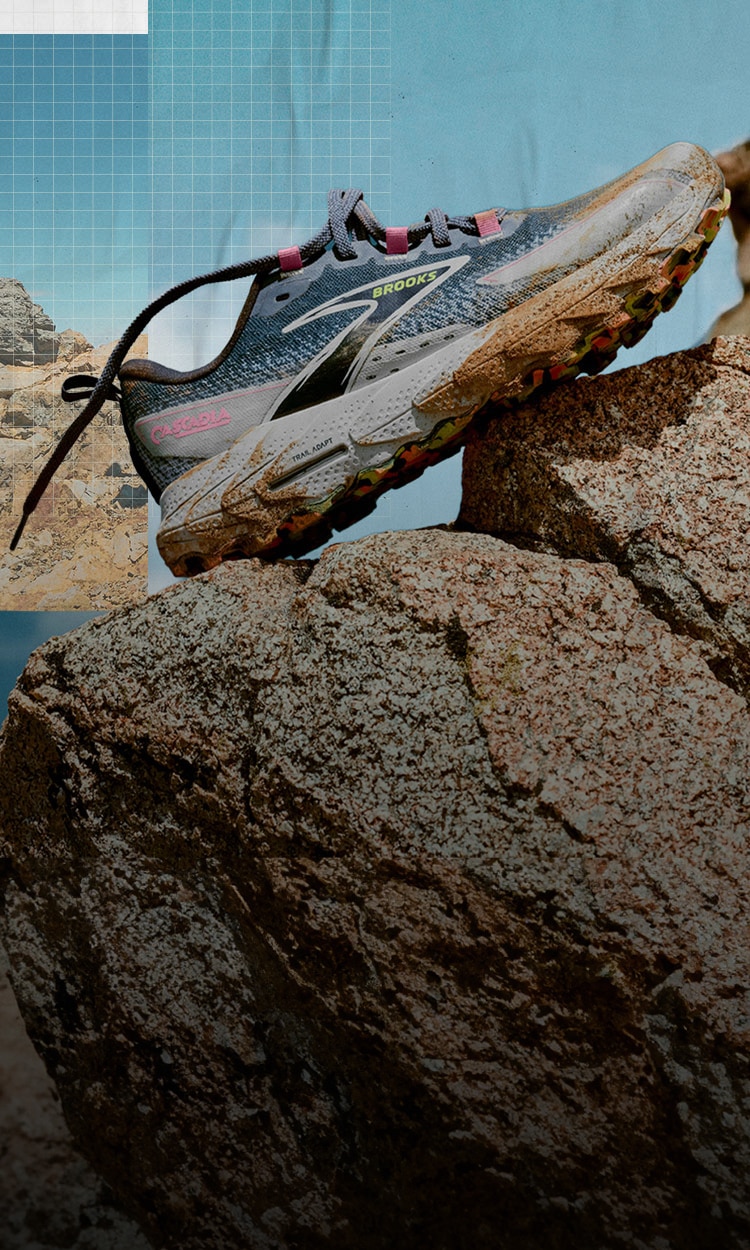 Campaign shot of the new Cascadia 18 trail running shoes from Brooks
