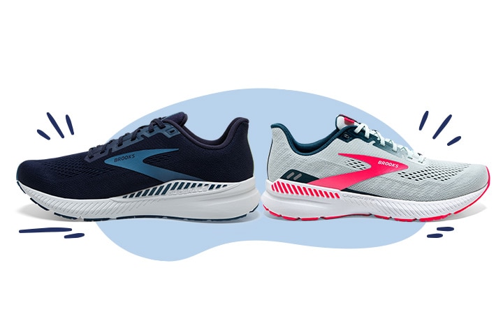 Chaussures de running bleues et grises