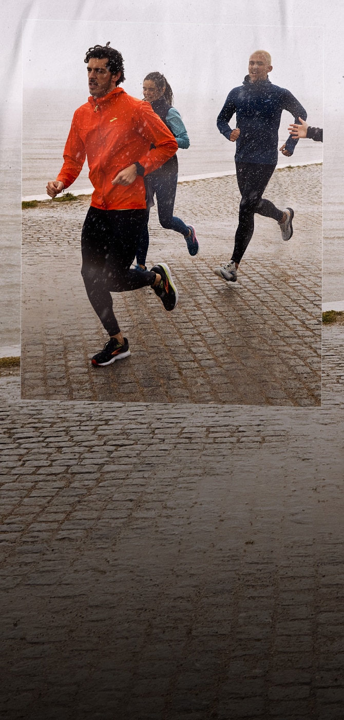 Collage of a group of runners wearing the new waterproof Adrenaline GTS 23