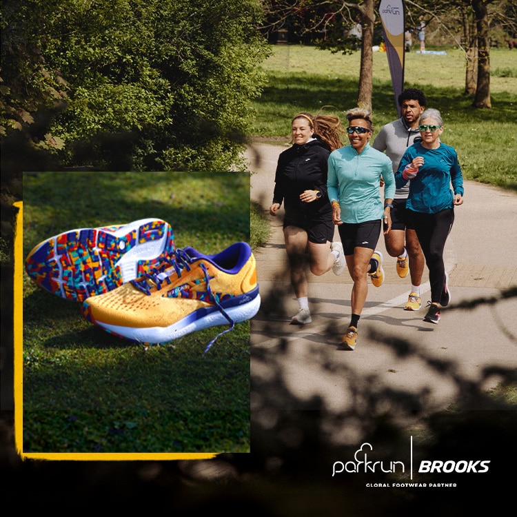 Collage of the limited edition Ghost 16 from Brooks x parkrun