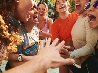 Runners celebrating